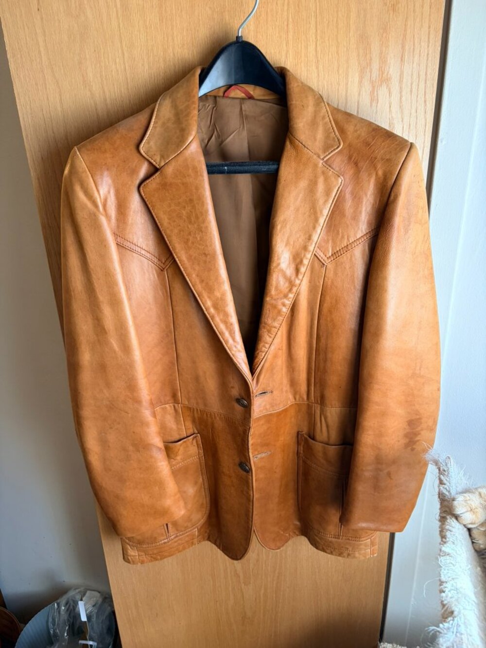 70's butterscotch colored leather blazer